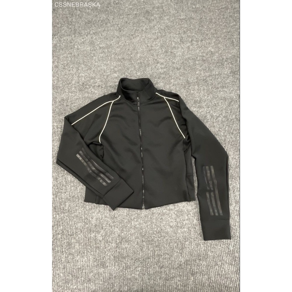 Adidas Black Womens Lustrous Style Tracksuit Jacket Full Zip Cropped - Size M